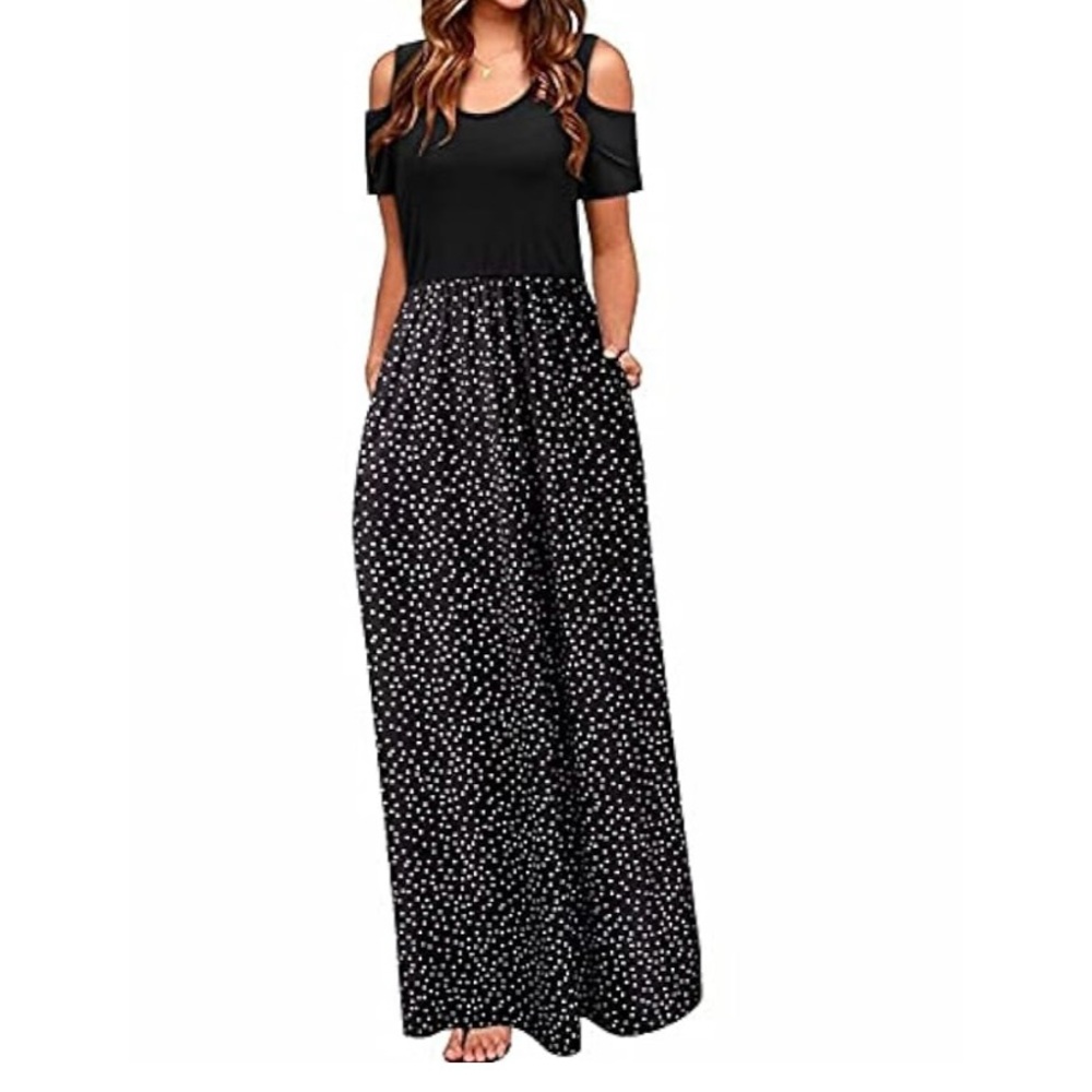 STYLEWORD Black and White PolkaDot Maxidress